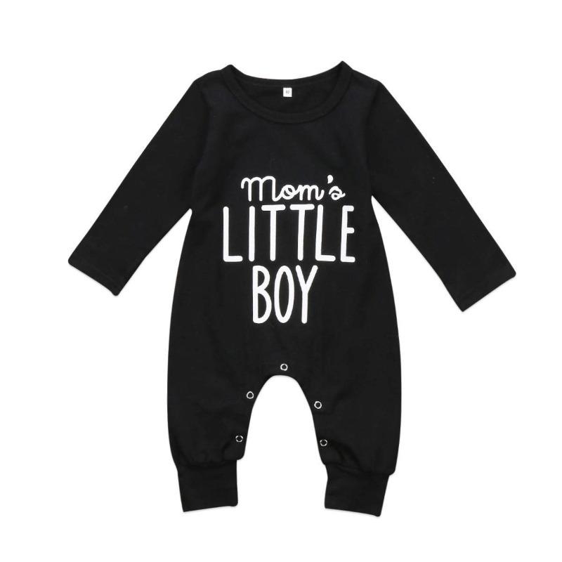 Mote Nyfødt Småbarn Spedbarn Baby Gutter Romper Langermet Jumpsuit Lekedress Små gutteantrekk Svarte klær
