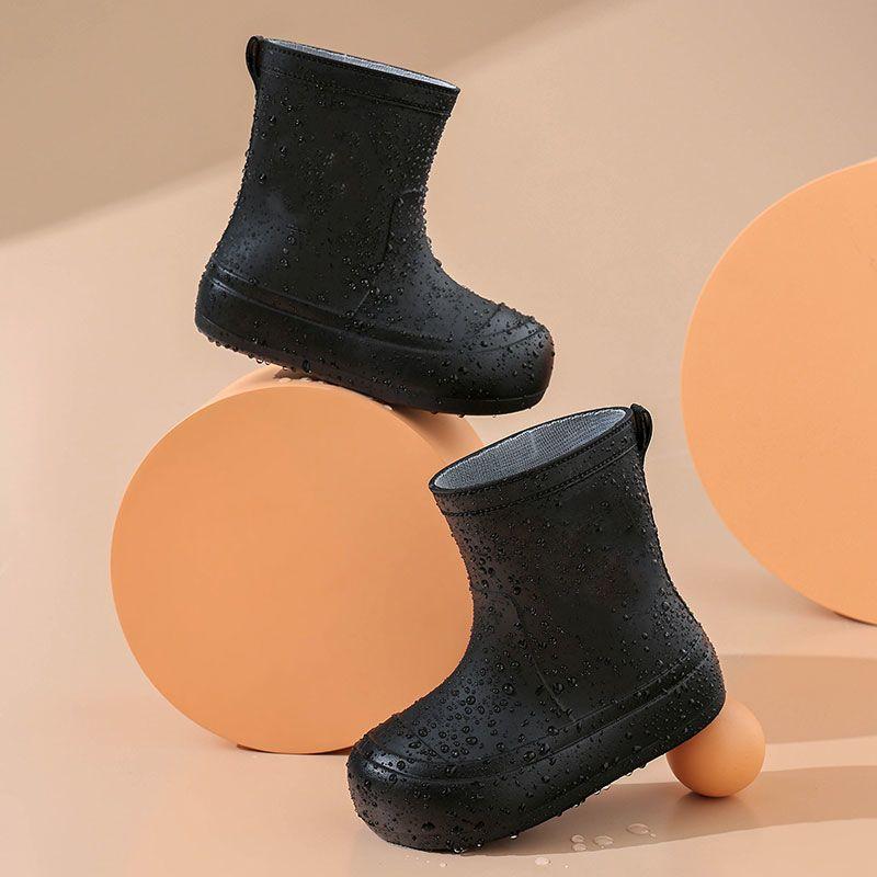 Children Cute Cartoon Rain Boots Solid Minimalist Non Slip Waterproof Outdoor Shoes Soft Sole Rubber Footwear New Arrival