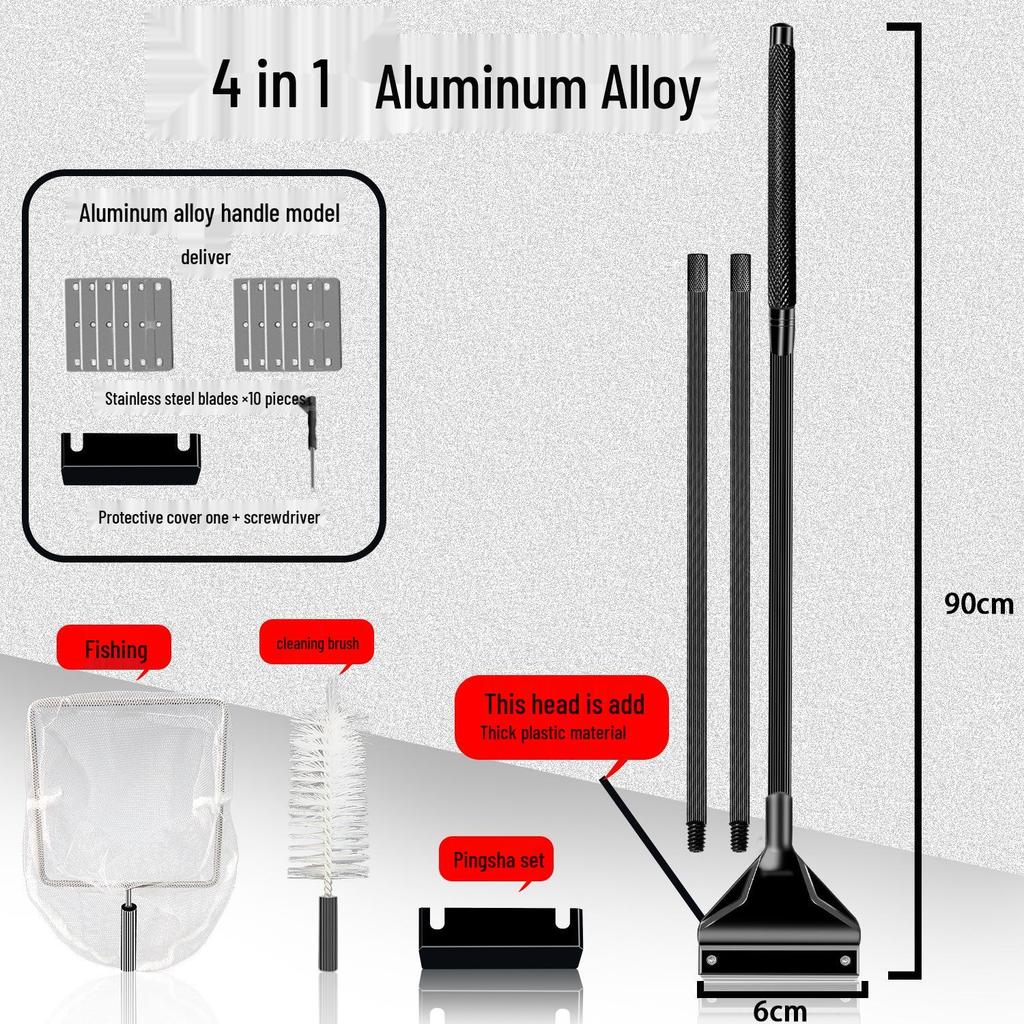 Aquatic Plant Tank Cleaning Set: Algae Scraper, Seaweed Remover, Moss Knife, No Dead Angle Brush Tool.