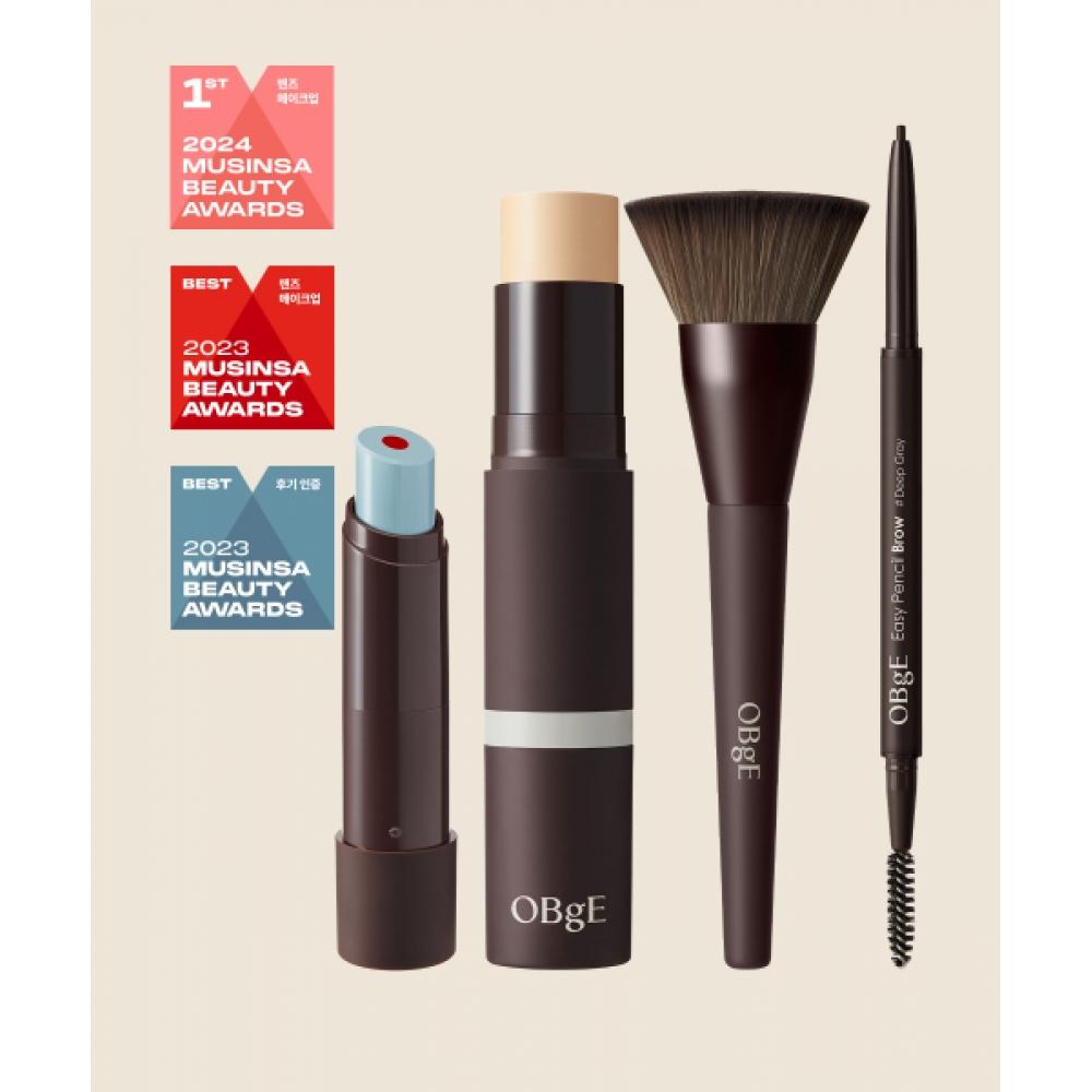 

Obge Natural Cover Foundation + Foundation Brush + Mood Change Lip Balm+easy Pencil Brow