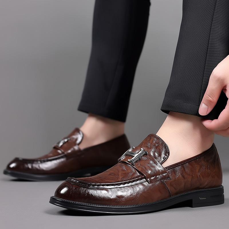 Spring new men's casual leather shoes genuine leather cowhide business dress men's foot cover non-slip men's shoes single shoes shoes
