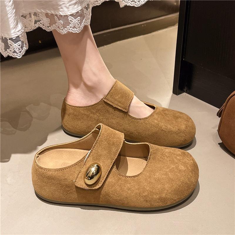 Spring fashion little golden beans Mary Jane pedal half a bag of height-increasing slippers Ou Ruofeng shoes
