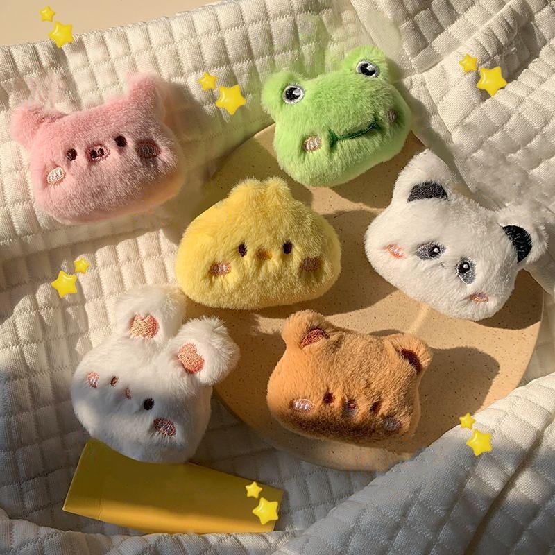 Cartoon Soft Animal Keychain Cute Plush Bear Keyring For Women Rabbit Frog Doll Keychain Backpack Pendant Ornaments Girls Gift