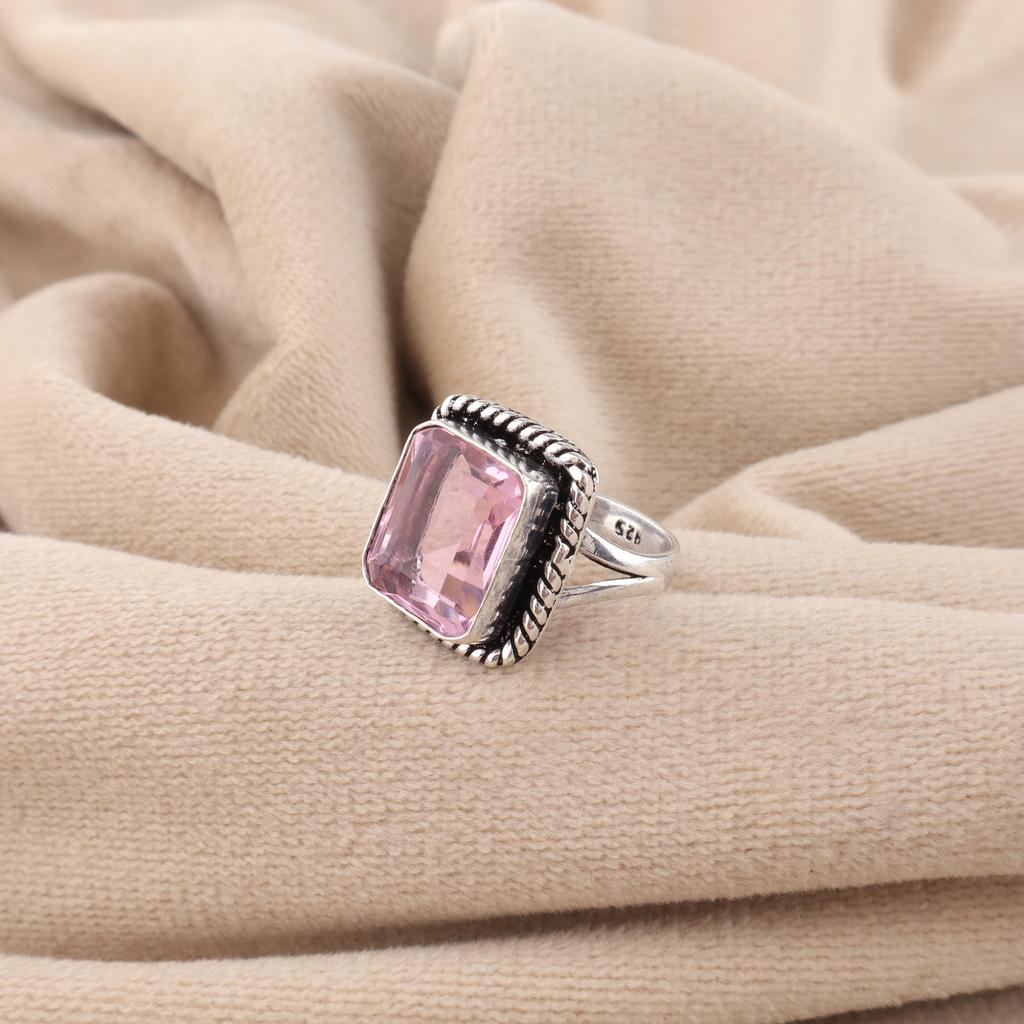 Morganite Gemstone 925 Sterling Silver Handmade Jewelry Designer Ring Gift For Her RR-71-9