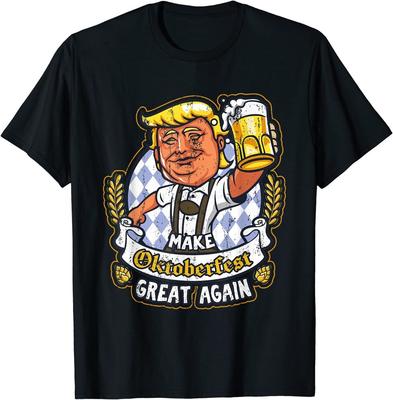 NEW LIMITED Make Oktoberfest Great Again Funny B33r Drinking Trump T-Shirt S-3XL Unisex T-Shirt