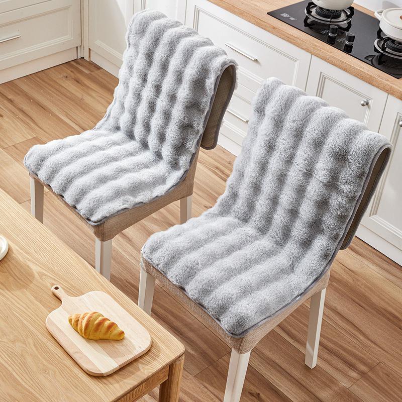 Winter Plush Non-Slip Thick Chair Cushion with Integrated Backrest for Living Room, Dining, and Office