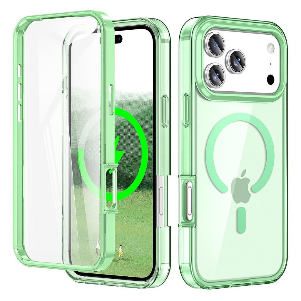 For iPhone 17 Pro Case Compatible with MagSafe PC+TPU Clear Phone Cover with PET Screen Film