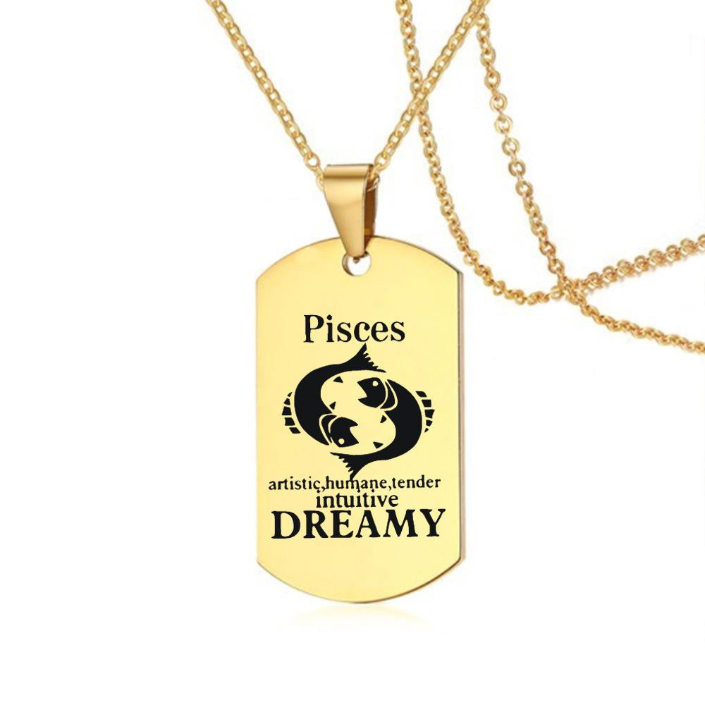 Sternzeichen Halskette für Männer Frauen 12 Konstellation Edelstahl Skorpion Kette Halskette Geburtstagsgeschenk Anhänger Schmuck