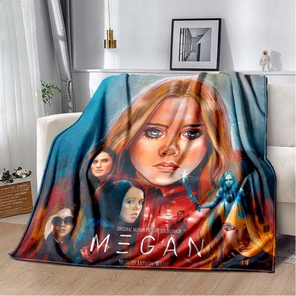 2023 M3GAN Horror Movie Throw Blanket Mysterious Character Soft Plush Fleece Lightweight Couch Bed Funny Halloween Friend Gift