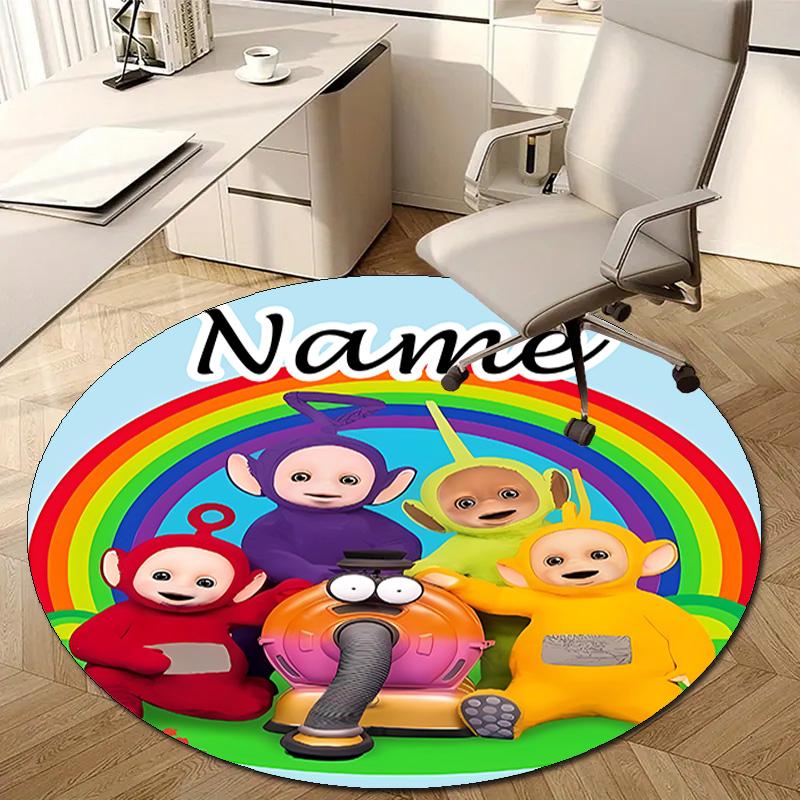 Personalized T-Teletubbies Round Chair Office Rug - Perfect for Mat, Office Chair & More - Ideal Gift for Birthdays and Holidays