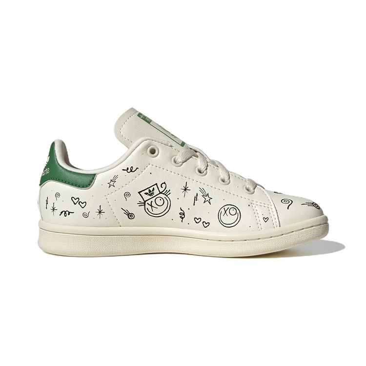 André Saraiva x adidas Stan Smith Kleinkind Die Welt braucht Liebe Kinder-Sneaker Creme Cremeweiß Kernschwarz GY1790
