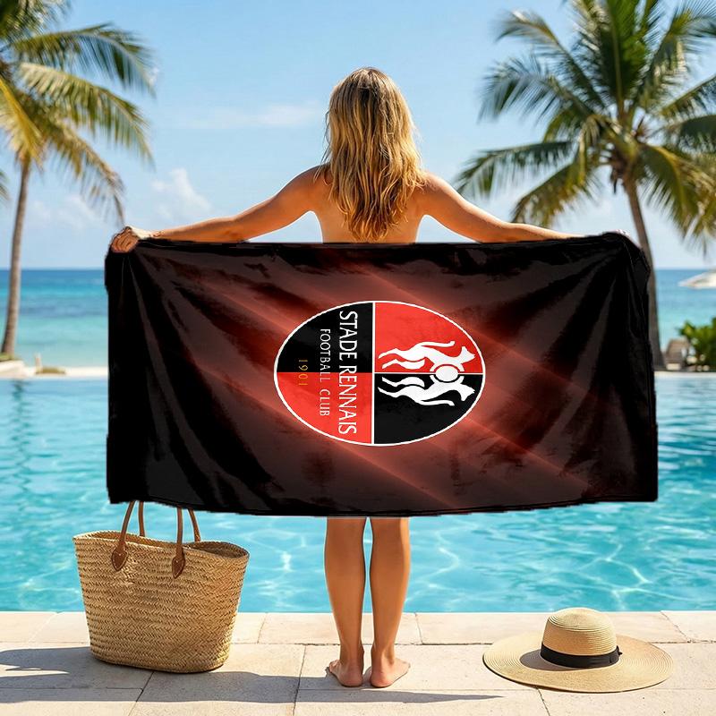 Stade Rennais FC Stampa Asciugatura Rapida Telo da Spiaggia Microfibra Assorbente Portatile da Viaggio Asciugamano da Nuoto