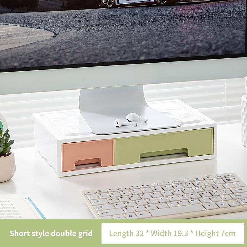 

Computer Monitor Stand Bracket With Drawer Pc Screen Laptop Working Holder Rack Desktop Storage Organizer For Office Studio as the picture