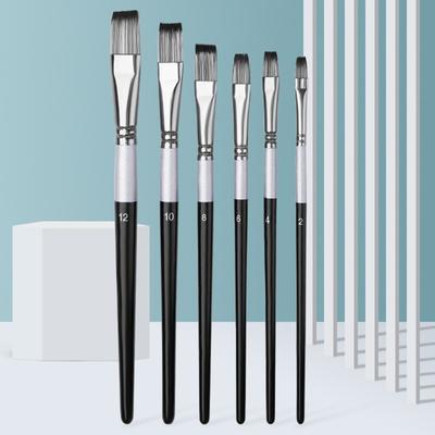 6PCS Professional Artist Paintbrush Flat/Oblique/Round/Pointed Tip Paint Brush for Beginner Watercolor Gouache Painting