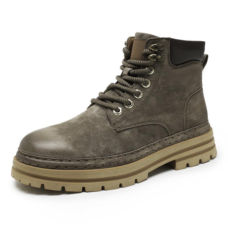 Men s High-Top Genuine Leather Casual Martin Boots with Non-Slip Outsole 45