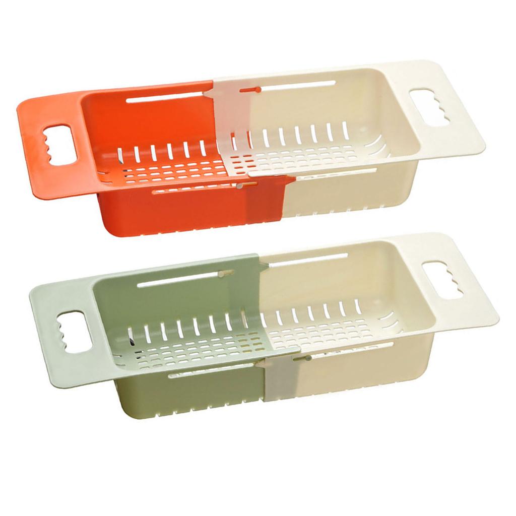 Extendable Drain Basket Adjustable Size For Kitchen Over Sink Space Saving Vegetable Strainer Food Grade PP Colander