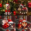 2D Christmas Squirrel Pendant Hedgehog Cat Pattern Decorative Acrylic Flat Ornaments Cartoon Animal Car Hanging