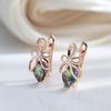 Unique Design Colorful Natural Zircon English Earrings For Women  Rose Gold Color High Quality Daily Fine Cute Jewelry
