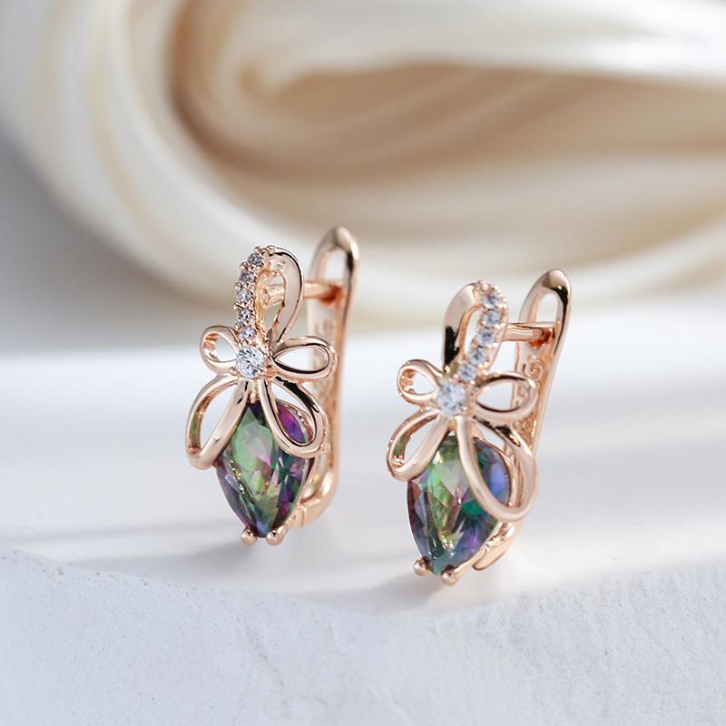 Unique Design Colorful Natural Zircon English Earrings For Women  Rose Gold Color High Quality Daily Fine Cute Jewelry