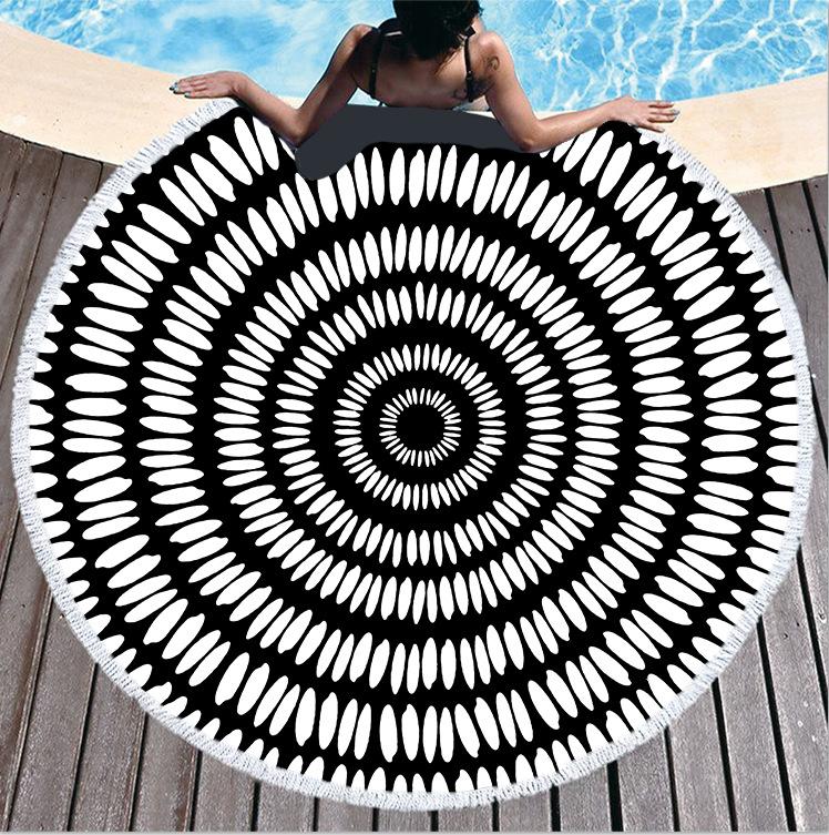Mikrofaser Marmor Abstraktes Muster Strandtuch Rund Groß Aquarell Treibsand Yoga Handtuch Mit Quaste Strandmatte Decke Abdeckung