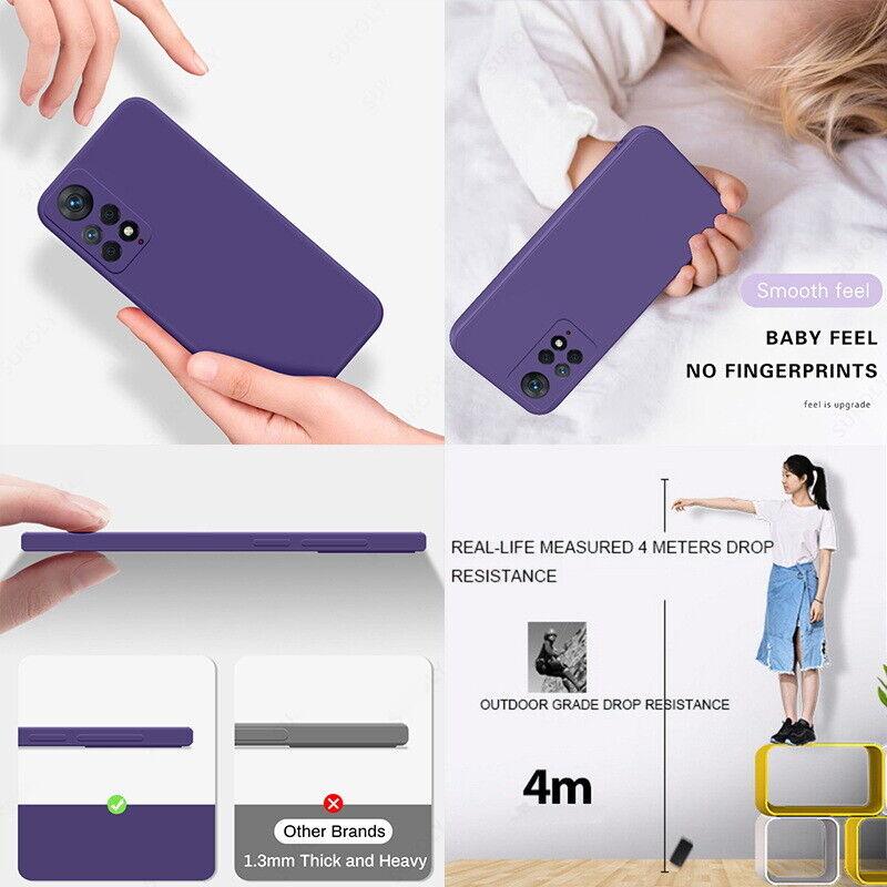 Quadratische Flüssigsilikonhülle für Xiaomi Redmi Note 13 12 11 10 Pro 11S Mi 11 Lite 10T 11T 12T 13T Pro Stoßfeste Dünne Rückabdeckung