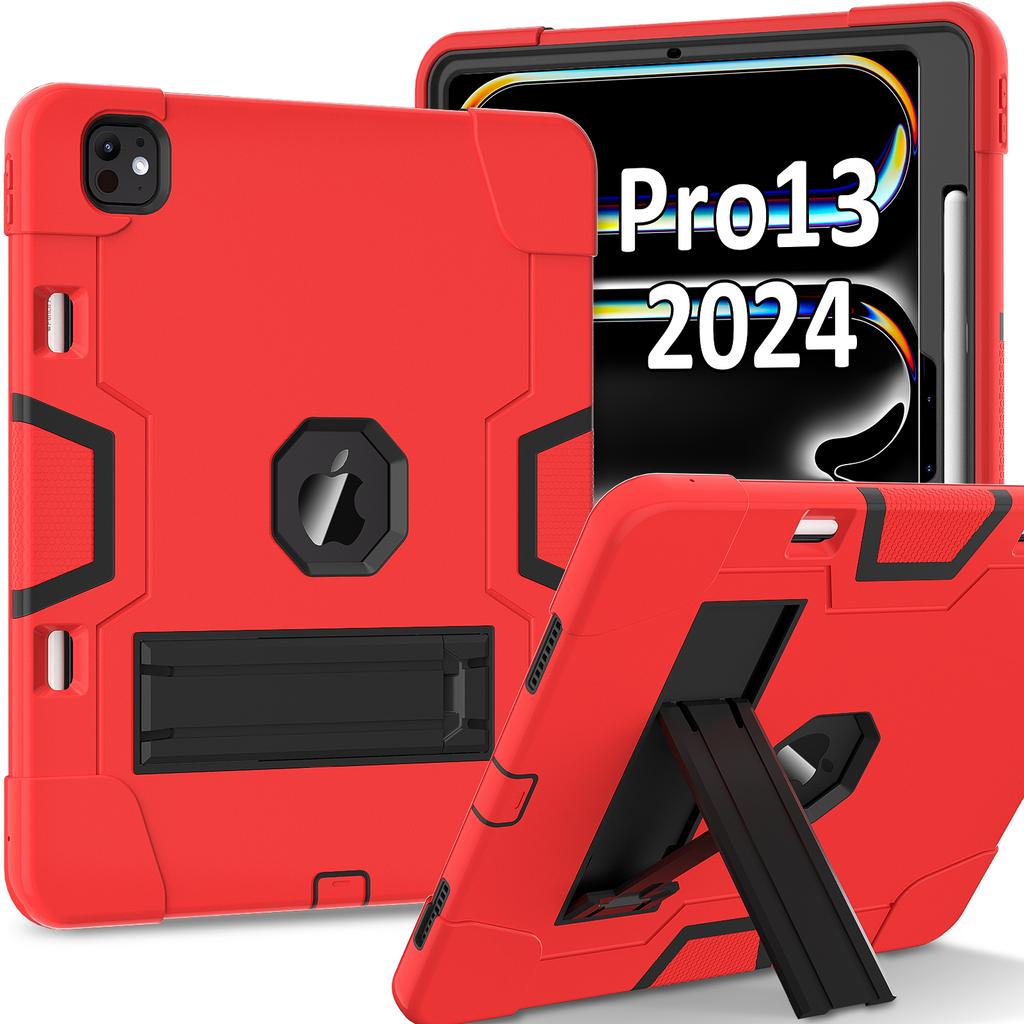 For iPad Pro 13 (2025)/13 (2024) Case Robot Style Silicone + PC Tablet Cover with Kickstand