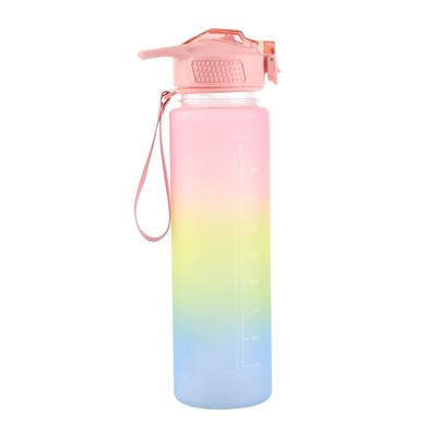Sports Water Bottle 1000ml Large Capacity Plastic Gradient Portable Accurate Scale Bottle for