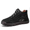 Men's Plus Size Warm Cotton-Lined Mid-Top Casual Shoes with Non-Slip Rubber Outsole