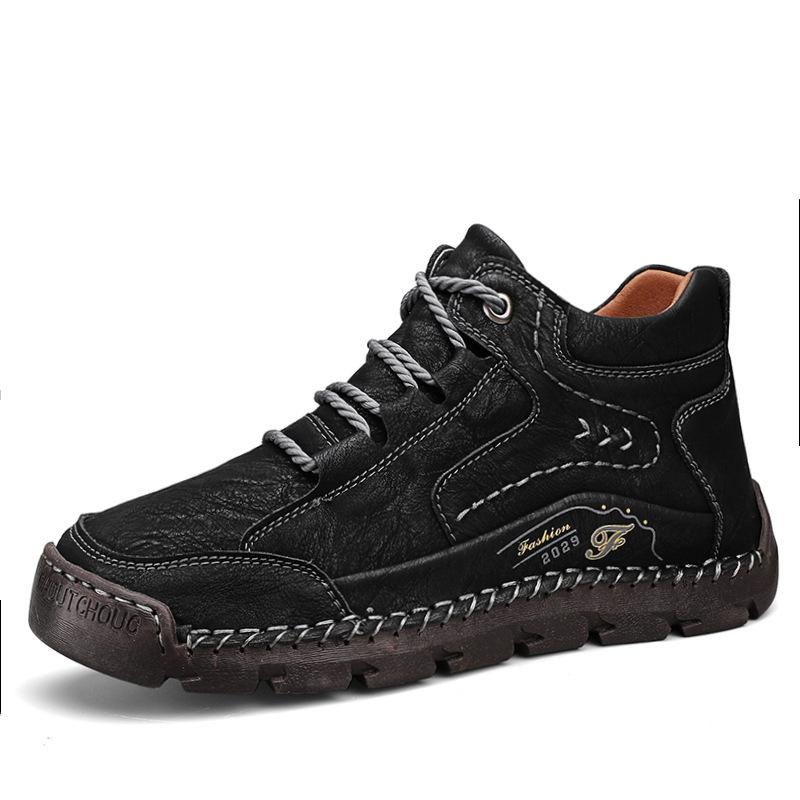 Men s Plus Size Warm Cotton-Lined Mid-Top Casual Shoes with Non-Slip Rubber Outsole 42