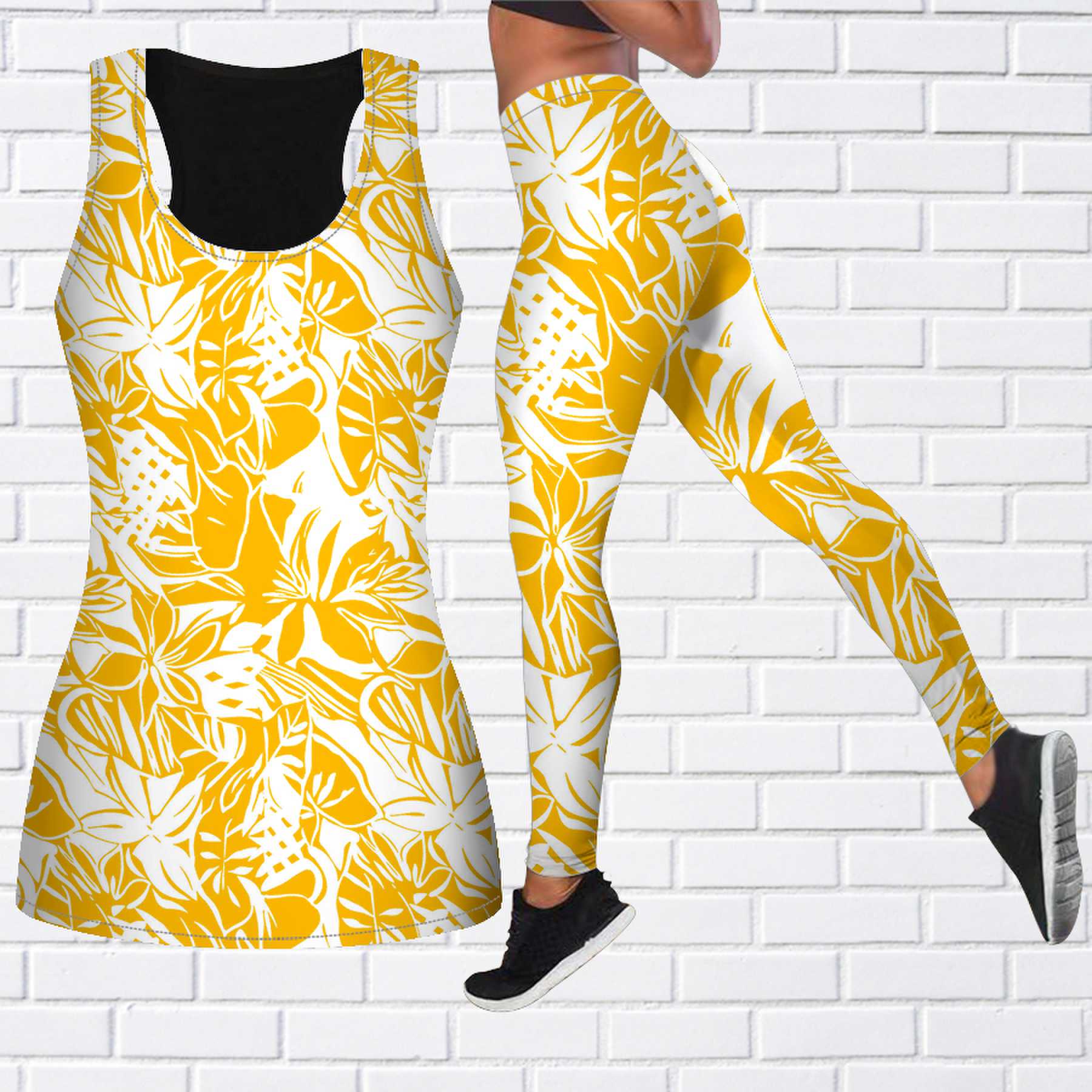 

Скелетонизированный наряд для йоги с фиолетовыми цветами и принтом для женщин, модные леггинсы для тренировок, спортивные повседневные штаны для фитнеса и йоги 6XL жёлтый