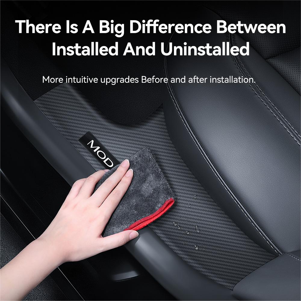 YZ For Tesla Model 3 2025 Highland Rear Door Sill Protective Pad Cover Guards Threshold Bumper Strip Sill Car Accessories