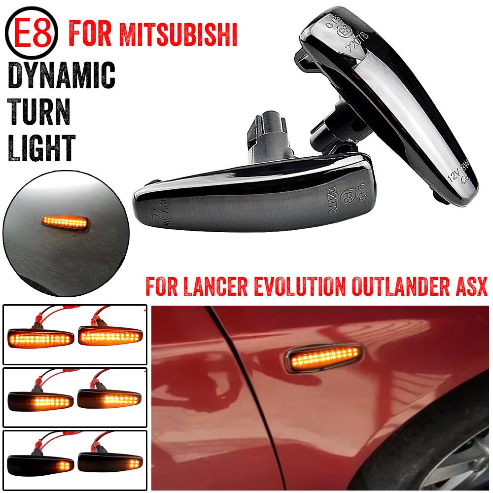 LED Side Fender Dynamic Turn Signal Light Marker Lamp For Mitsubishi Lancer Evolution Evo X Outlander Sport RVR ASX Mirage 2014+