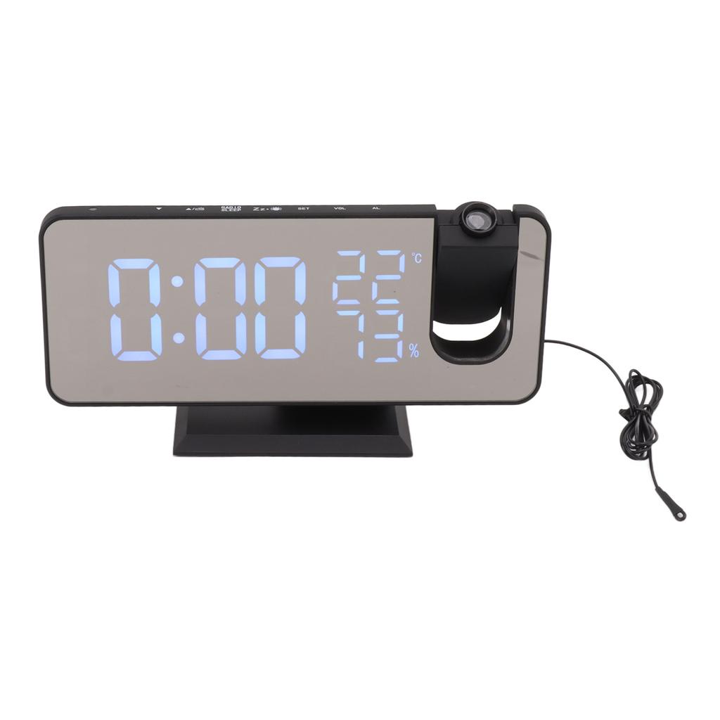 FM Radio LED Digital Smart Alarm Clock LED Digital Projection Alarm Clock for Bedroom Bedside Black