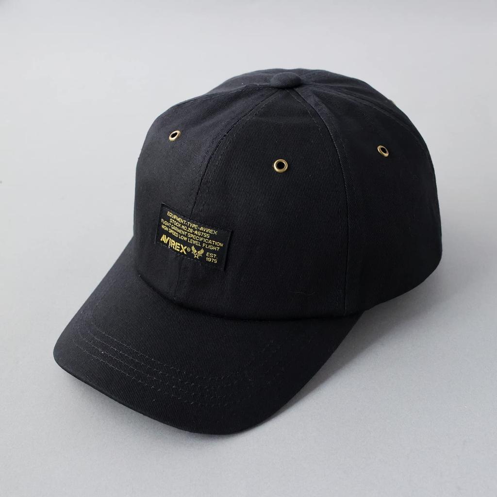 AVIREX Men's Military Tag 6-Panel Baseball Cap, Black