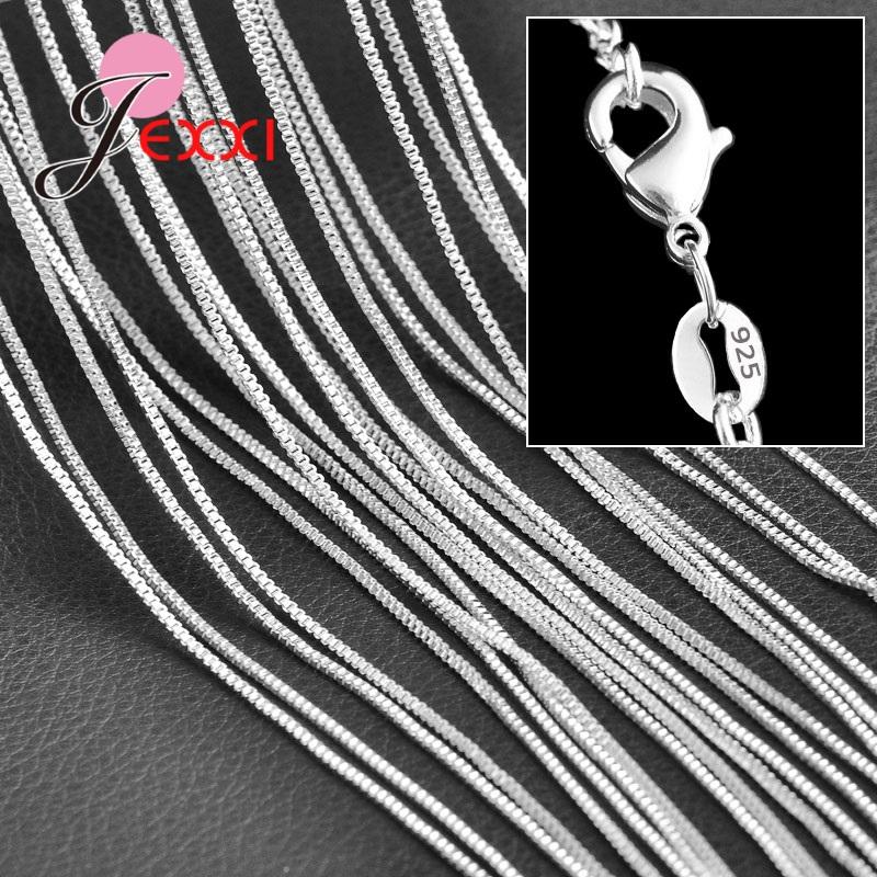 Wholesale 1PC 22 Inches Fine Real Pure 925 Sterling Silver Unisex Jewelry Necklace Chains With Lobster Clasps