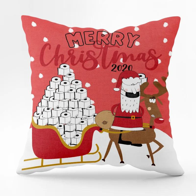 Christmas Abstract Santa Claus Pattern Print Home Decorative Cushion Cover Living Room Sofa Pillowcase