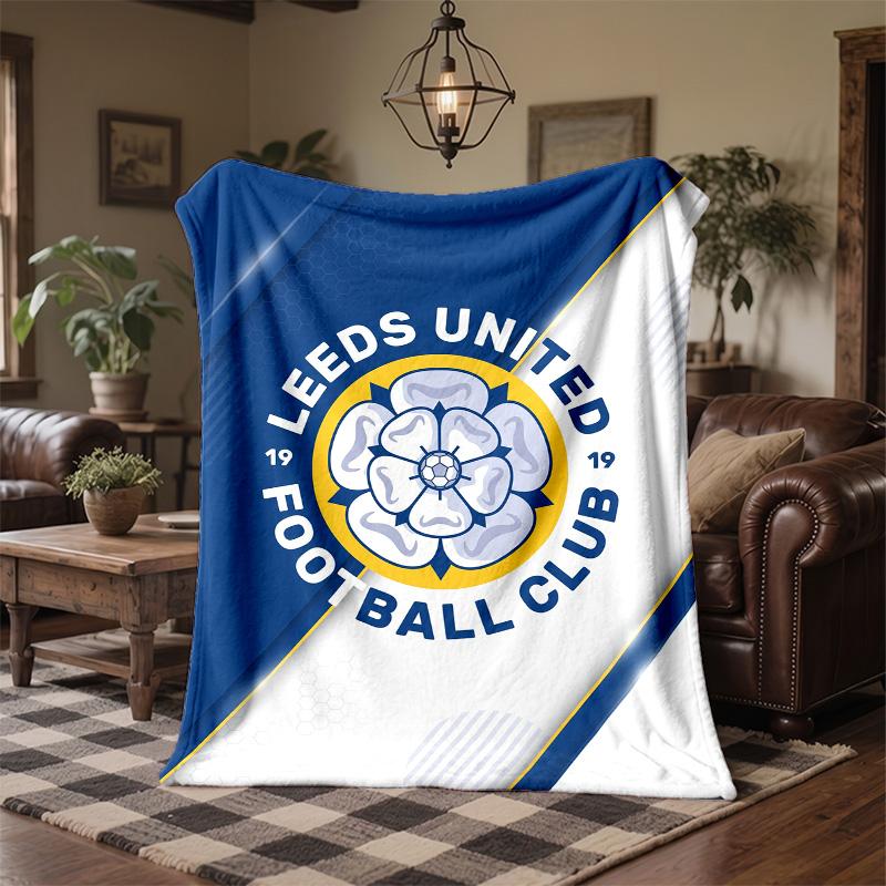 Leeds United Theme Fleece Blanket Cozy Soft Plush Blanket For Bedroom Couch Travel