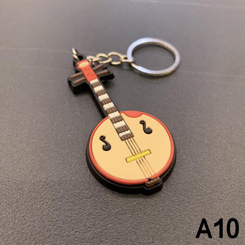 

Musical Instrument Keychain Pvc Soft Rubber Guitar Saxophone Piano Keyring For Unisex Bag Pendant Car Key Ring Music Lover Gift A10