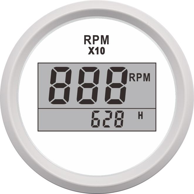 Contor tahometru 0-999 RPM cu contor orar 52 mm Indicator tahometru digital cu lumină de fundal roșie pentru mașină, barcă, iaht, RV, rulotă