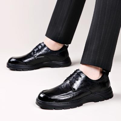 Zapatos de Cuero Casuales de Negocios para Hombre de Primavera y Otoño Modelos de Cuero Alto Zapatos Individuales de Suela Gruesa Zapatos de Hombre