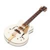 Guitar Brooch Pin White Hollow Stylish Style Wood Velvet Case Decorative with Safety Clasp Mini