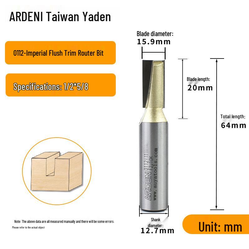 Yaden Metric Flat Bottom Woodworking Cutter: Slotting, Rebating, Milling, Trimming, Engraving, & Router.