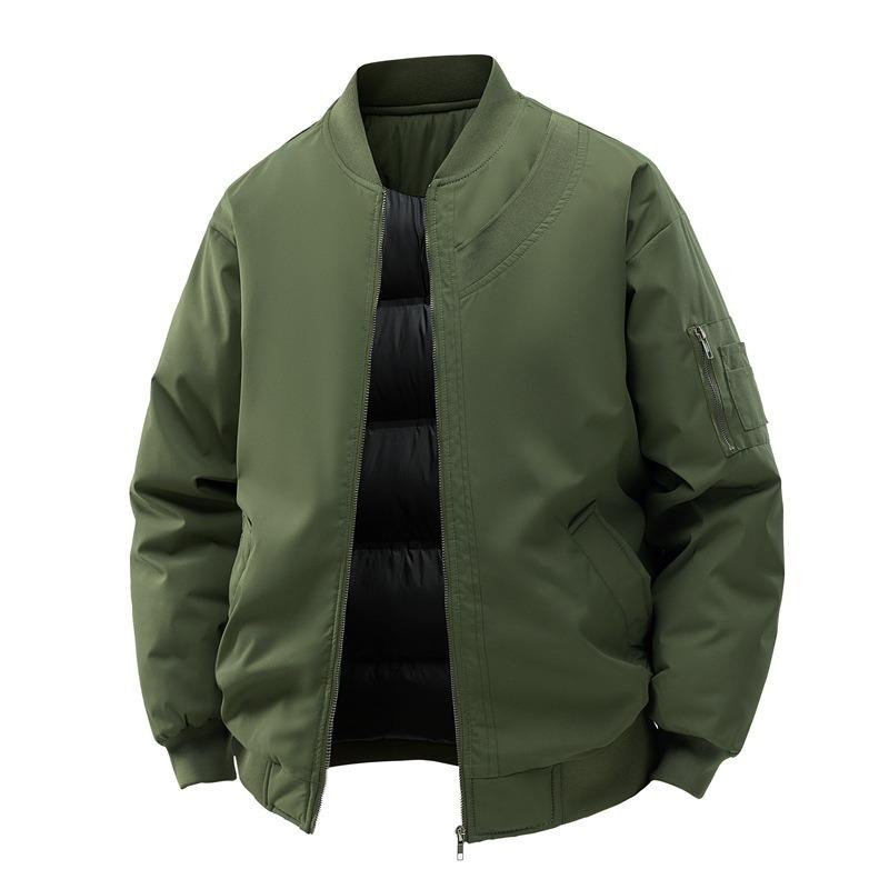 Thickened Cotton-padded Men's Winter Baseball Collar Solid Color Loose Cotton-padded Jacket Couple's Thermal Cotton-padded Jacket
