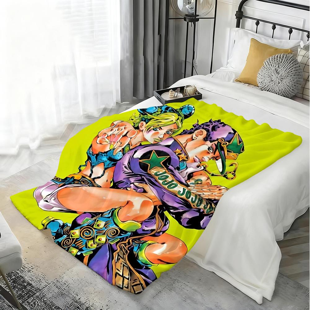 J-JoJo B-Bizarre Adventure Throw Kid-Friendly Flannel Throw Blanket Soft Warm Anti-Static Washable All Season