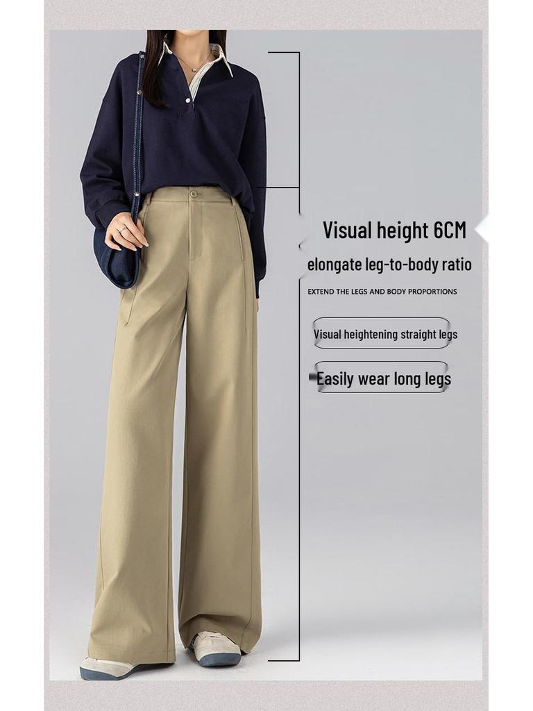 Zhengzhou Women's Curved Blade Wide-Leg Pants - Loose, Versatile Spring Fashion Pear Shape Trousers.