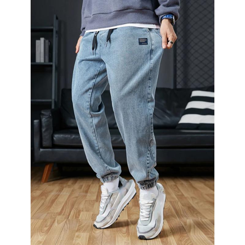 Men's Jogger Jeans Streetwear Black Blue Casual Denim Cargo Pants Stretch Taper Jeans Baggy Trousers