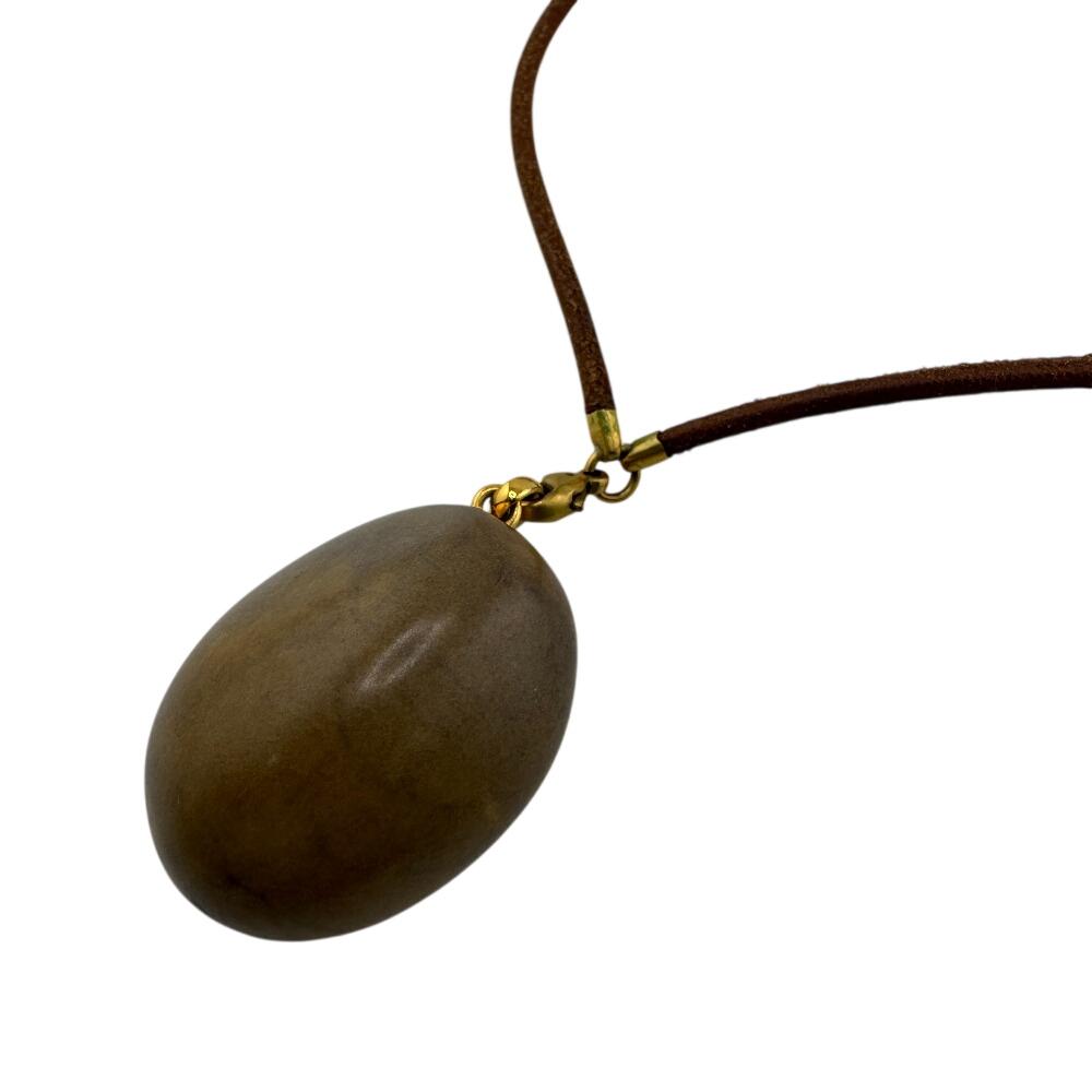 

HERMES Stone leather Necklace Brown leather Women Used