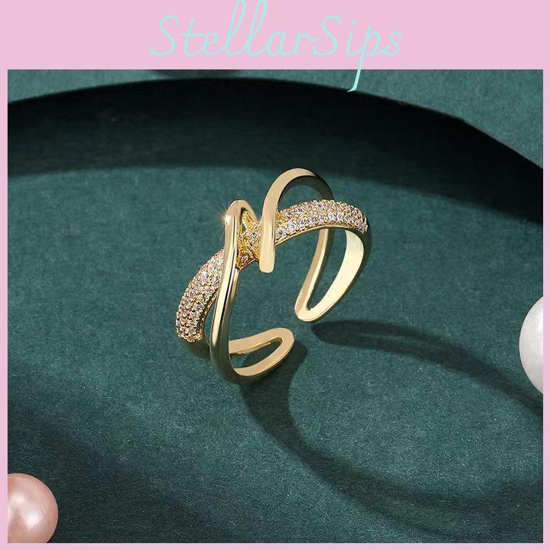 Fashionable And Modern Open Copper Ring In Gold Or Silver With Elegant Zirconia Detailing