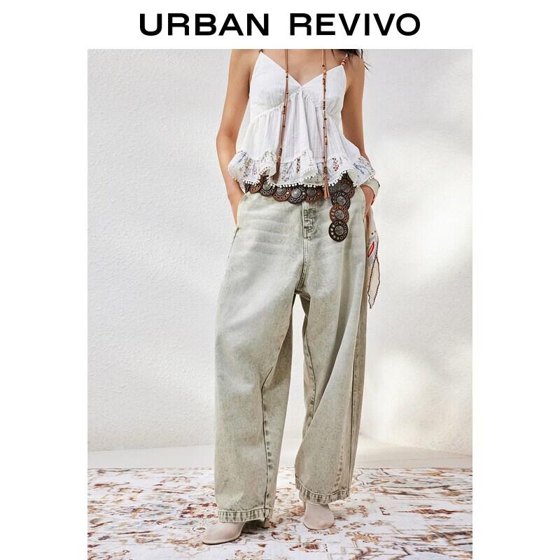 UR Women s Washed Distressed Wide-Leg Denim Jeans 26