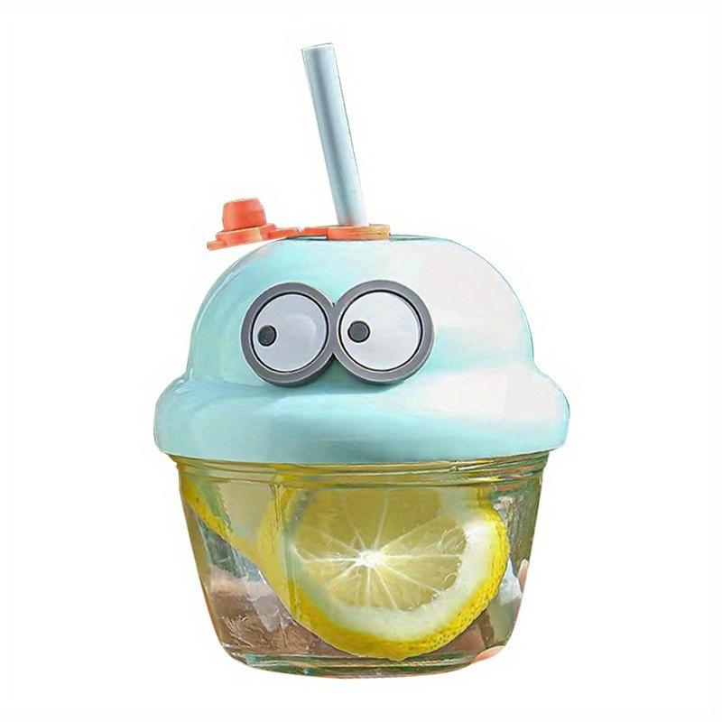 Cute Strawberry Bear Straw Cup, Glass Cup, Water Cup, Handheld Gift, Mini Dwen Dwen Cup